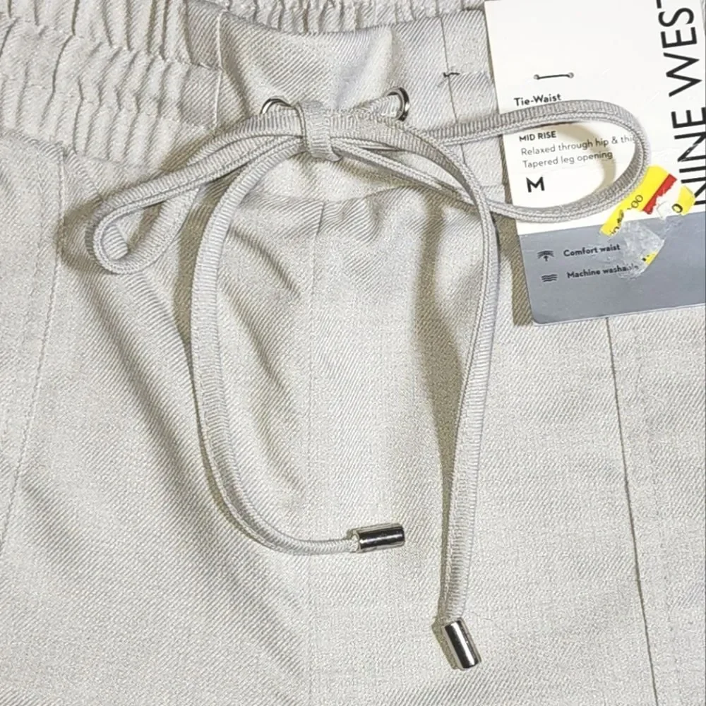 Nine West NWT Beige Mid Rise Tie‎ Waist Jogger Size M